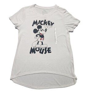 Disney Womens Mickey Mouse Curved T-Shirt White Size Large